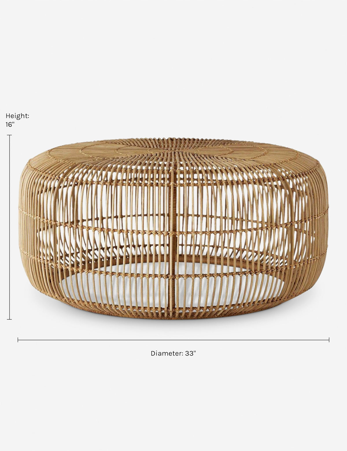 | Dimensions on the Amina round coffee table