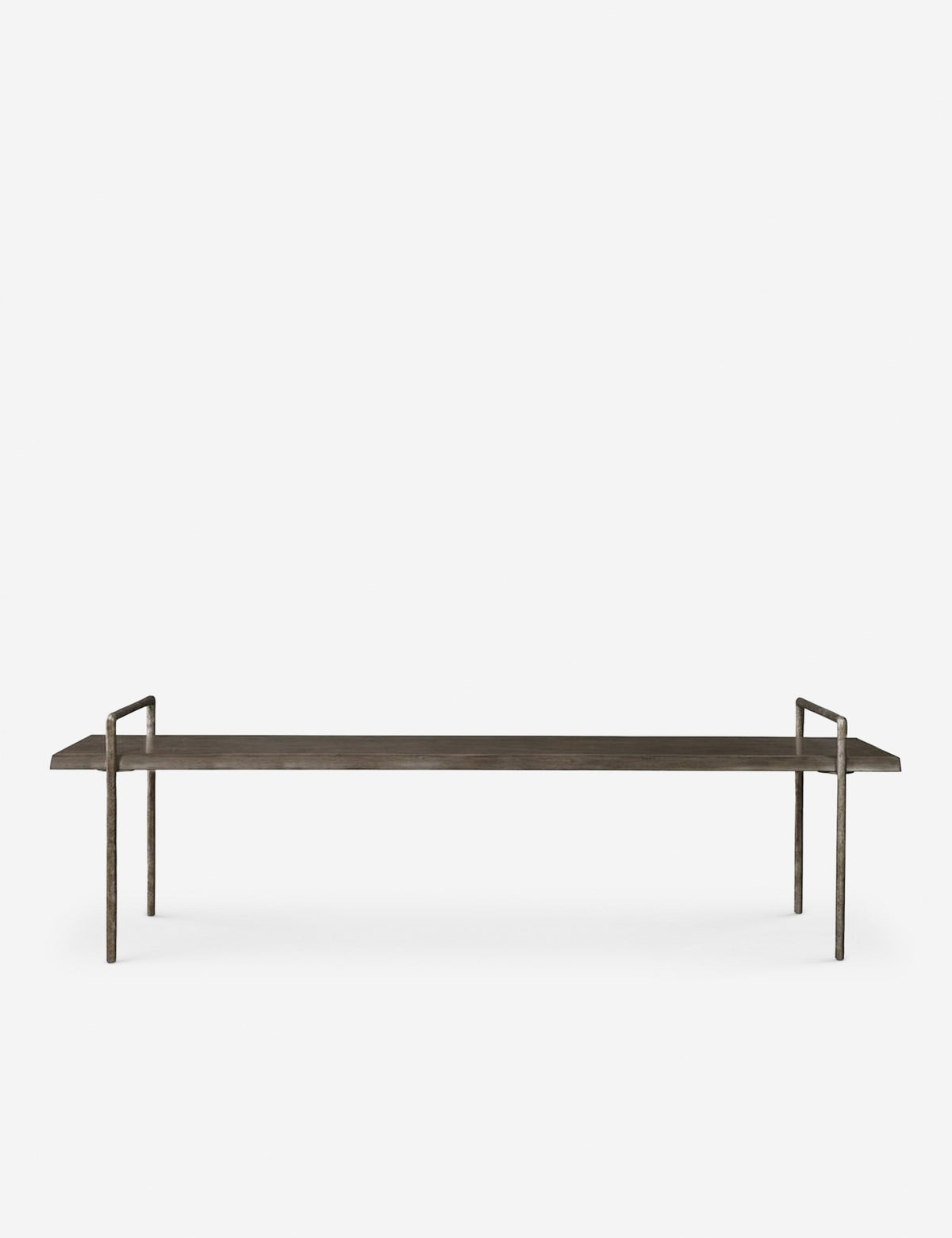 | Indrani sleek wooden bench with iron frame.