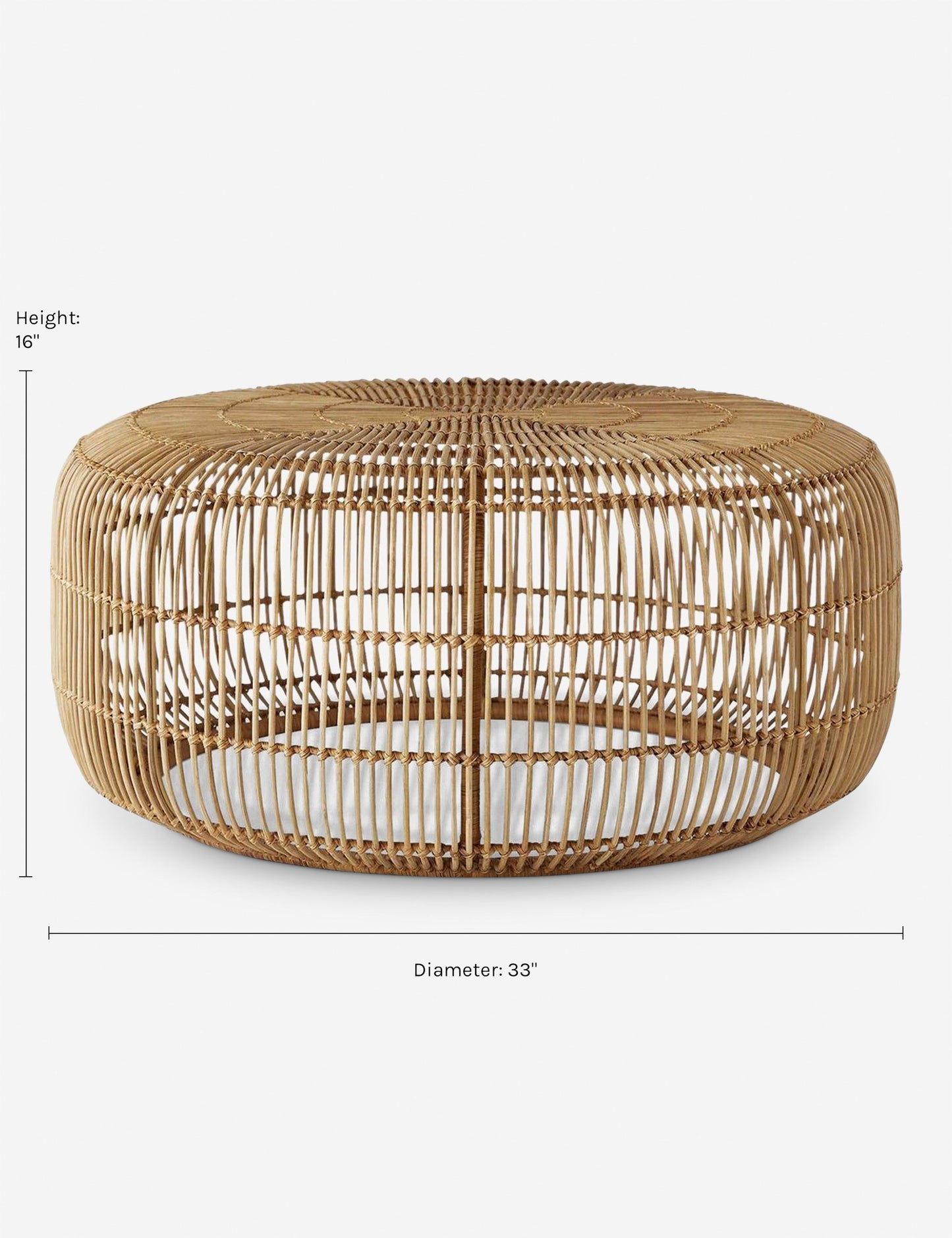 | Dimensions on the Amina round coffee table