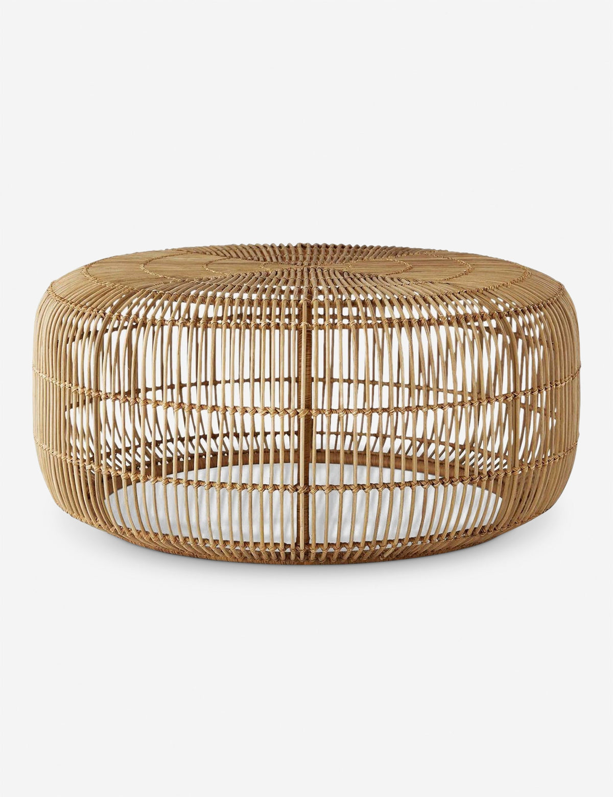 | Amina round coffee table with an open-weave radial design