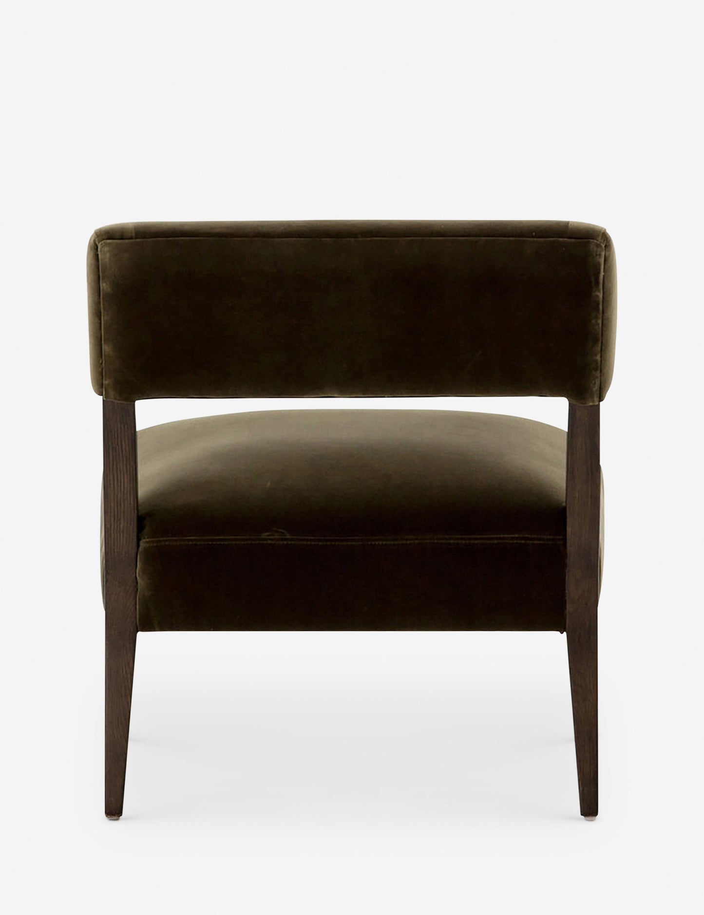 | Rear view of the Lyssa olive velvet accent chair