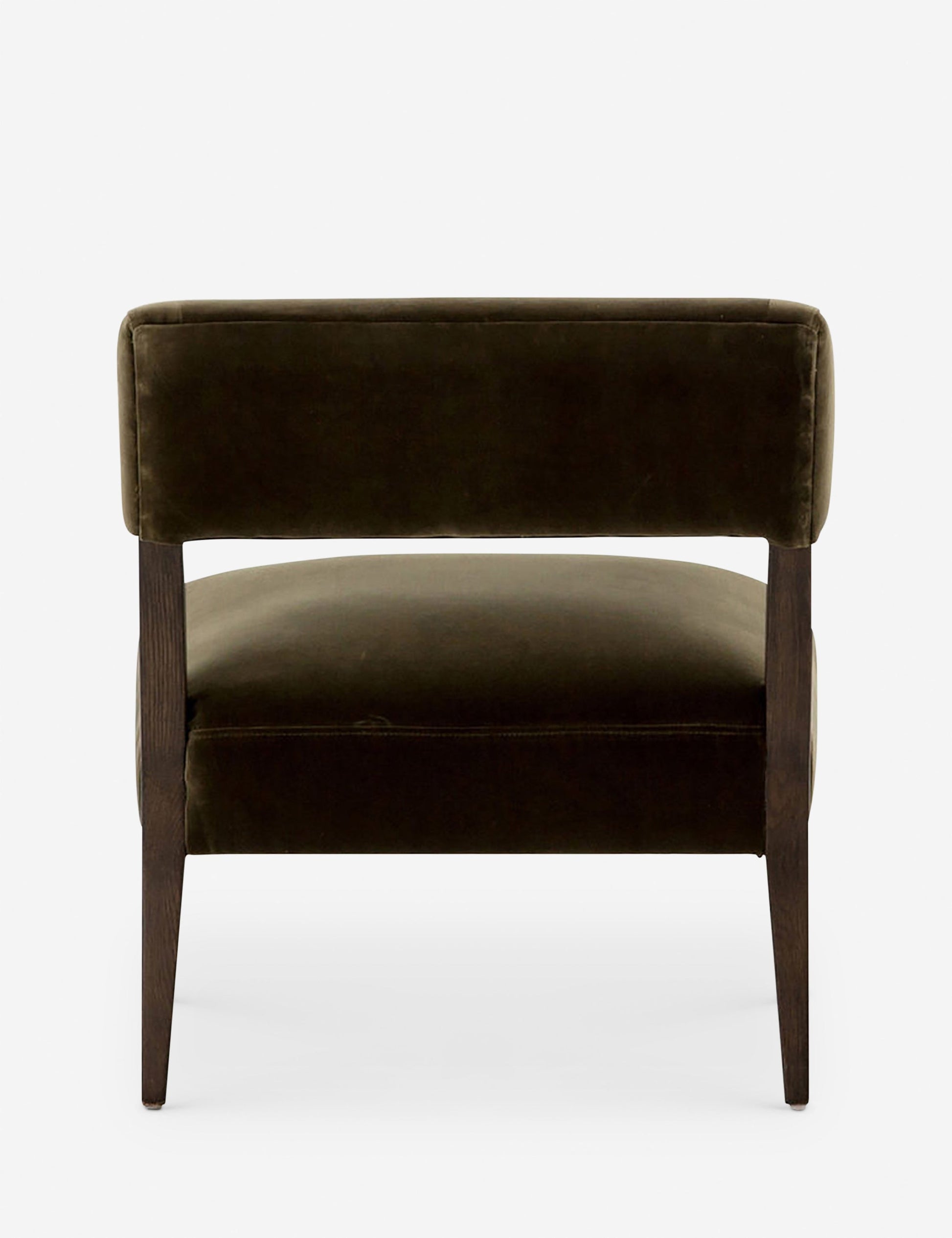 | Rear view of the Lyssa olive velvet accent chair