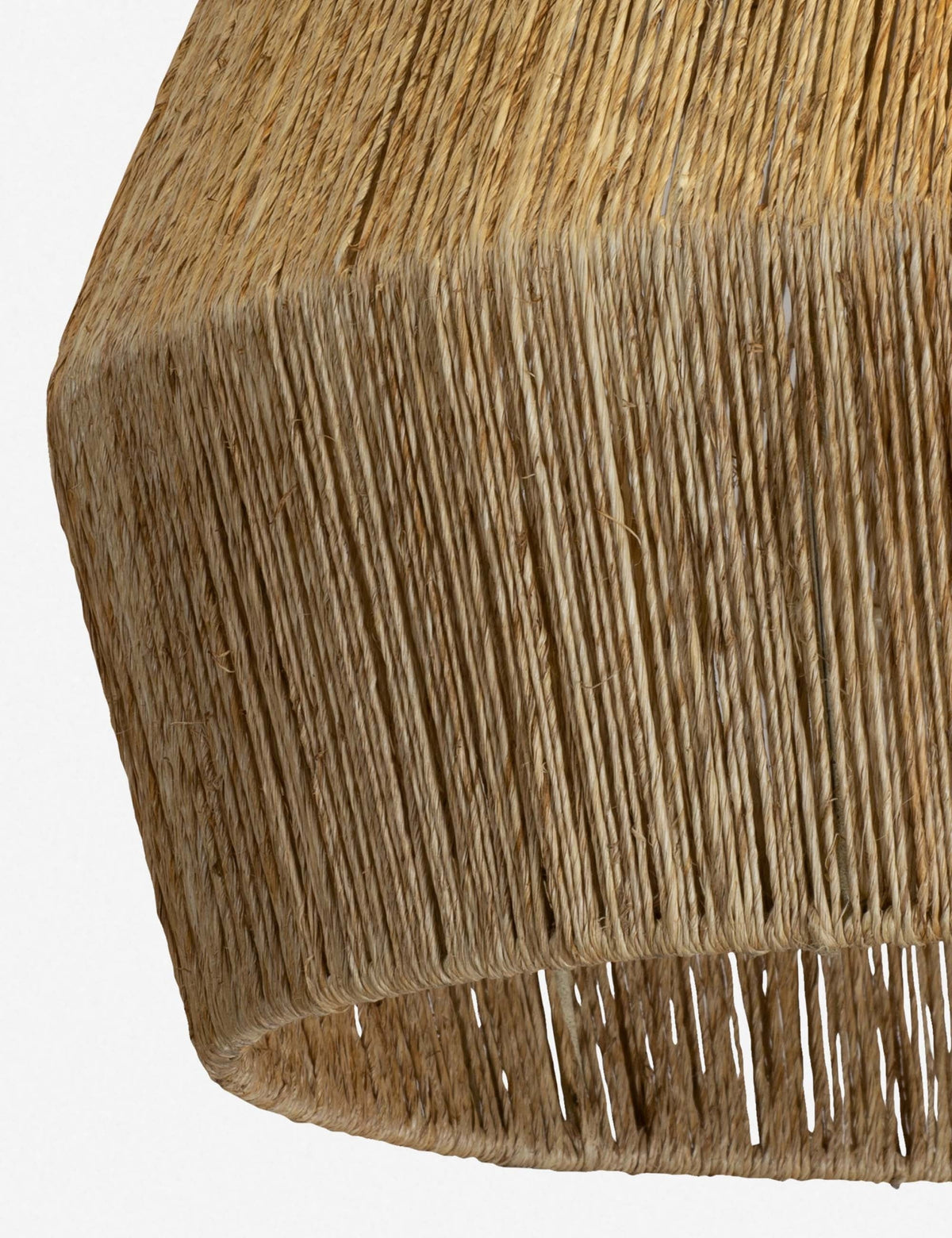 | Close-up of the bottom half of the Tarek twisted jute pendant light 