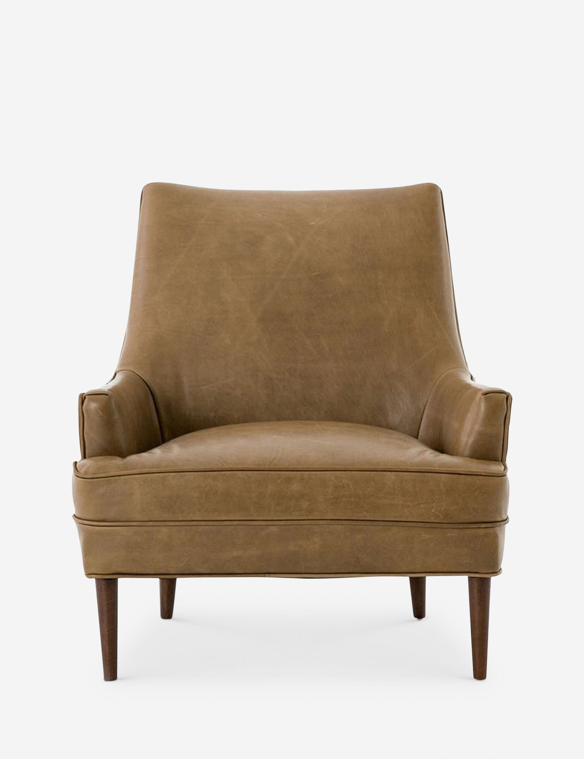 | Ilona Brown Leather Winged Accent Chair 