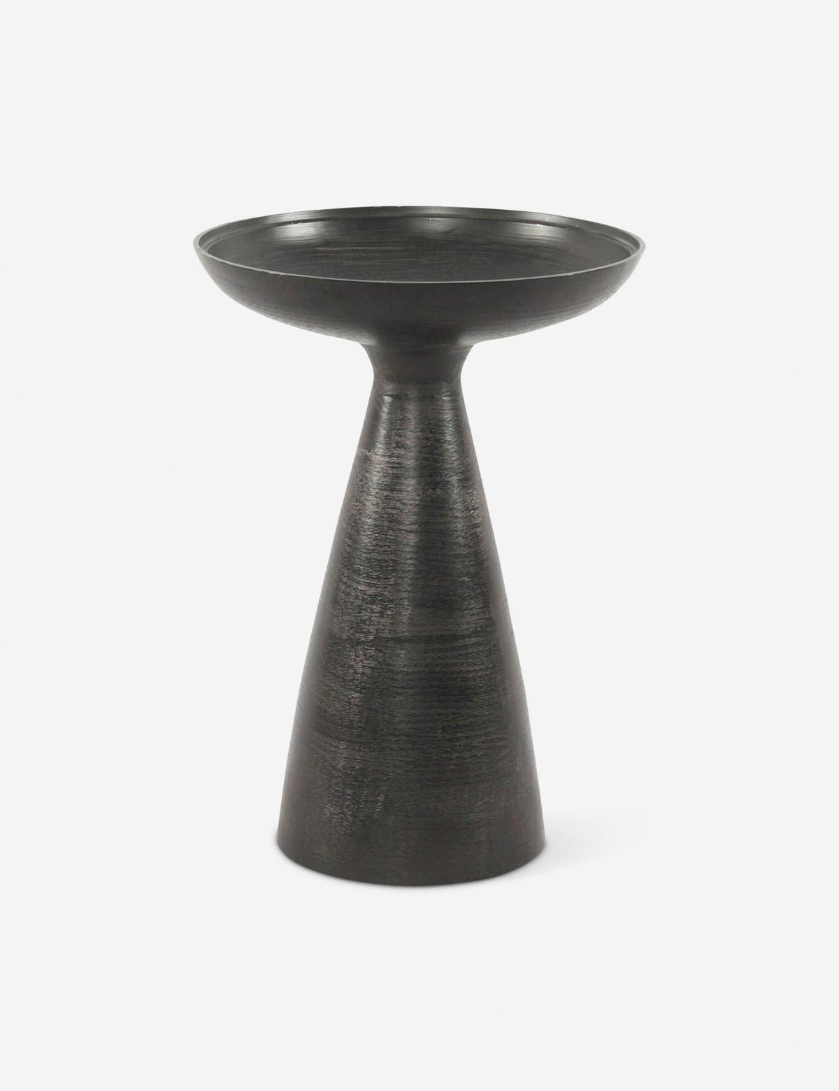 | Bridget bronze pedestal side table with mirror ash glass top removed