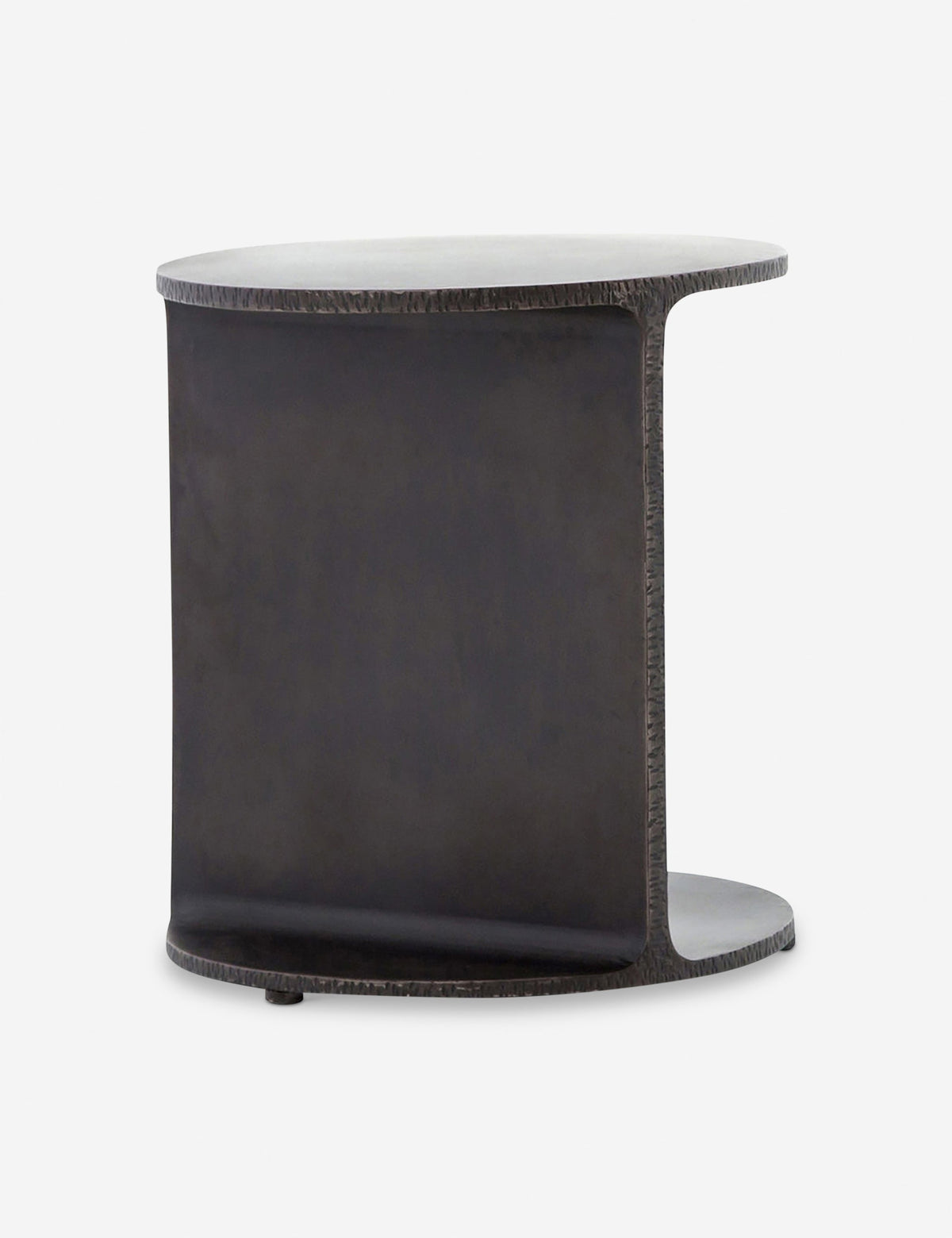 | Angled rear view of the Illy metal geometric side table