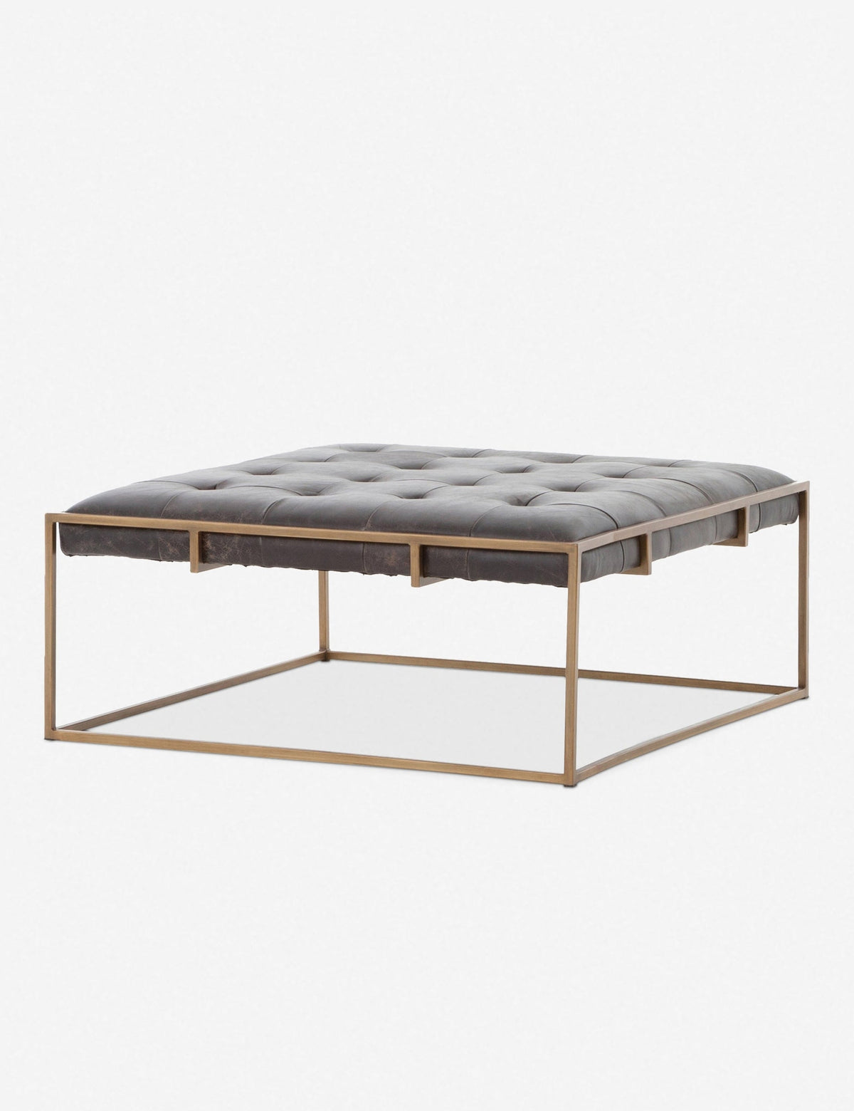 | Angled view of the Olwina Square Leather Coffee Table