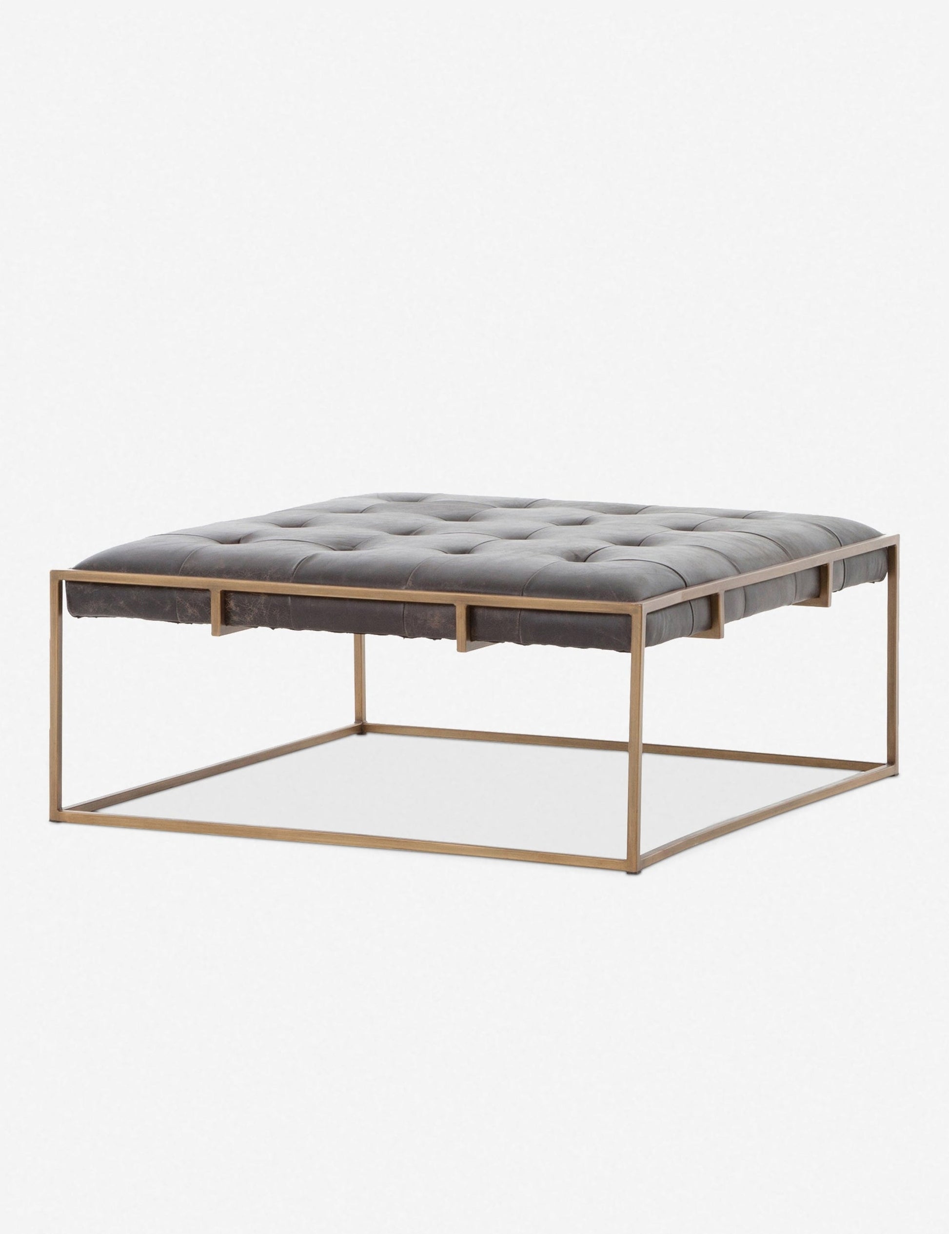| Angled view of the Olwina Square Leather Coffee Table