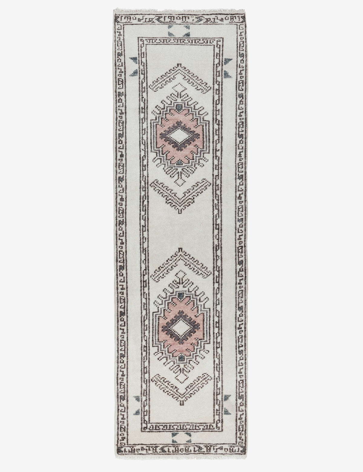#size::2-6--x-8- | Zehra hand-knotted ivory, gray and purple medallion wool-blend runner rug