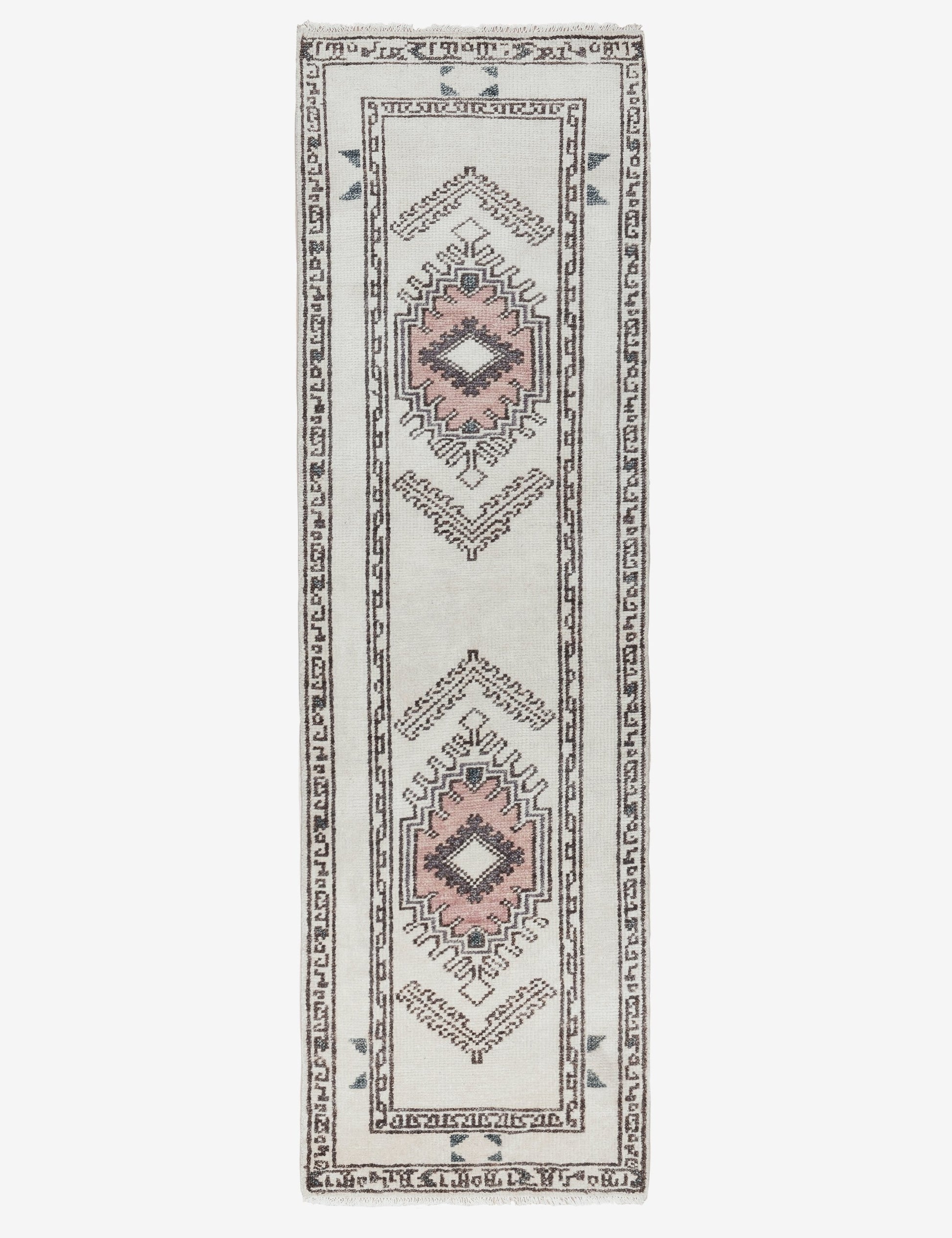 #size::2-6--x-8- | Zehra hand-knotted ivory, gray and purple medallion wool-blend runner rug